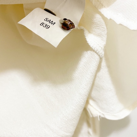 Zara Woman Mulberry Silk Button Down Blouse Vintage Skulls Off White Gold S - Picture 7 of 10